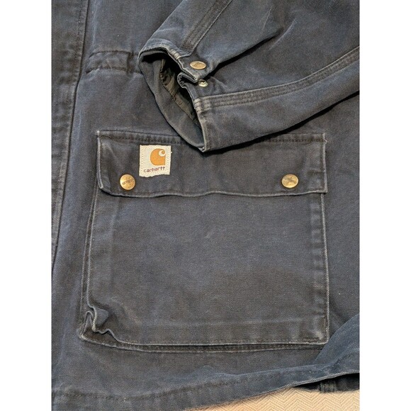 Vintage Carhartt Western Navy Duster Barn Jacket Worsterlon Duck Coat USA XL - Picture 8 of 11
